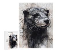 Teenagerss 500 PCS Puzzle Otter Charm Black Ink Puzzle for Adults Anti-Stress Toys Difficult Challenge Great Gift for Gaming 500 PCS