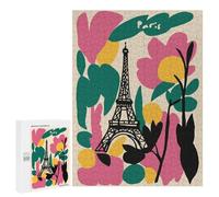 Teenagerss 500 PCS Puzzle Paris Eiffel Tower Floral Art Adult Jigsaw Puzzles Precision Cutting Help The Brain Exercise Challenging Family Fun Game 500 PCS