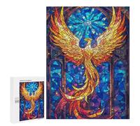 Teenagerss 500 PCS Puzzle Phoenix Stained Glass Adult Jigsaw Puzzles Precision Cutting Help The Brain Exercise Challenging Family Fun Game 500 PCS