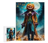 Teenagerss 500 PCS Puzzle Pumpkin Head Halloween Scarecrow Adult Jigsaw Puzzles Precision Cutting Help The Brain Exercise Challenging Family Fun Game 500 PCS