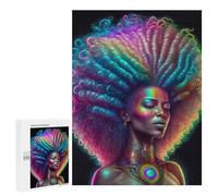 Teenagerss 500 PCS Puzzle Rainbow Afro Goddess Jigsaw Puzzles for Adults Stress Reliever Educational Challenge Unique Challenge Game 500 PCS