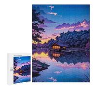 Teenagerss 500 PCS Puzzle Serene Lake Cabin Reflections Puzzles for Adults Family Game Staycation Kill Time Birthday Present, Gifts, 500 PCS