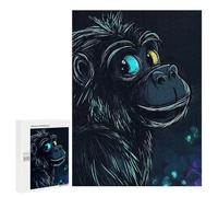 Teenagerss 500 PCS Puzzle Smiling Gorilla with Blue Eye Jigsaw Puzzles for Adults Stress Reliever Educational Challenge Unique Challenge Game 500 PCS
