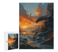 Teenagerss 500 PCS Puzzle Sunset Dragons Watch Puzzles for Adults Family Game Staycation Kill Time Birthday Present, Gifts, 500 PCS