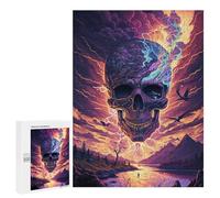 Teenagerss 500 PCS Puzzle Thunderstorm Skull Landscape Adult Jigsaw Puzzles Precision Cutting Help The Brain Exercise Challenging Family Fun Game 500 PCS
