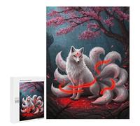 Teenagerss 500 PCS Puzzle White Kitsune Fox Jigsaw Puzzles for Adults Stress Reliever Educational Challenge Unique Challenge Game 500 PCS
