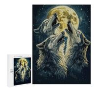 Teenagerss 500 PCS Puzzle Wolf Howl Under Full Moon Adult Jigsaw Puzzles Precision Cutting Help The Brain Exercise Challenging Family Fun Game 500 PCS