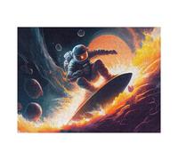 Teenagerss 52x38cm/1000pcs Jigsaw Puzzle Astronaut Riding A Surfboard in Space Jigsaws for Adults Family Games Birthday Present Fun at Home Activities, 52x38cm/1000pcs