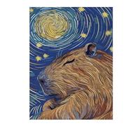 Teenagerss 52x38cm/1000pcs Jigsaw Puzzle Capybara Starry Night Art Adult Jigsaw Toy Wall Decor Difficult Challenge Fun Activities at Home 52x38cm/1000pcs
