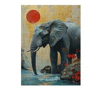Teenagerss 52x38cm/1000pcs Jigsaw Puzzle Elephant with Sunset Jigsaws for Adults Relaxing Games Improve Memory Fun Activities at Home 52x38cm/1000pcs