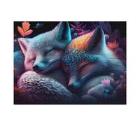 Teenagerss 52x38cm/1000pcs Jigsaw Puzzle Enchanted Foxes in Fantasy Forest Jigsaws for Adults Relaxing Games Improve Memory Fun Activities at Home 52x38cm/1000pcs