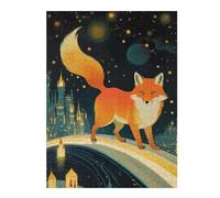 Teenagerss 52x38cm/1000pcs Jigsaw Puzzle Fox on A Starry Night Jigsaws for Adults Relaxing Games Improve Memory Fun Activities at Home 52x38cm/1000pcs