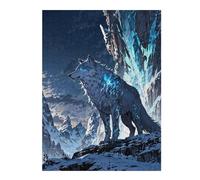 Teenagerss 52x38cm/1000pcs Jigsaw Puzzle Frost Guardian White Wolf in Snowy Mountains Puzzles for Adults Relax Games Difficult Hard Unique Birthday And Xmas Gifts 52x38cm/1000pcs