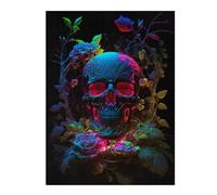 Teenagerss 52x38cm/1000pcs Jigsaw Puzzle Neon Skull Jigsaw Puzzle Hands-on Game Analysis And Logic Christmas Birthday Gifts 52x38cm/1000pcs