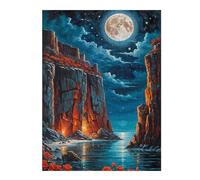 Teenagerss 52x38cm/1000pcs Jigsaw Puzzle Red Cliffs And Roses Night Jigsaw Puzzle Hands-on Game Analysis And Logic Christmas Birthday Gifts 52x38cm/1000pcs