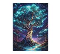 Teenagerss 52x38cm/1000pcsJigsaw Puzzle Glowing Tree in Night Sky Puzzle for Adults DIY Toys Difficult Challenge Christmas Birthday Gifts 52x38cm/1000pcs