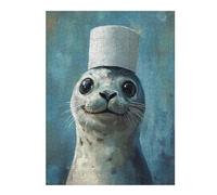 Teenagerss 52x38cm/1000pcsJigsaw Puzzle Seal in A Hat Puzzle for Adults DIY Toys Difficult Challenge Christmas Birthday Gifts 52x38cm/1000pcs