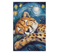 Teenagerss 75x50cm/1000pcs Jigsaw Puzzle Cheetah Sleeping Under Starry Night Puzzles for Adults Anti-Stress Toys Wall Decoration Fun at Home Activities, 75x50cm/1000pcs