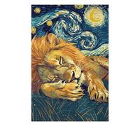 Teenagerss 75x50cm/1000pcs Jigsaw Puzzle Lion Sleeping Under Starry Night Sky Adult Jigsaw Toy Wall Decor Difficult Challenge Fun Activities at Home 75x50cm/1000pcs