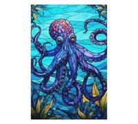 Teenagerss 75x50cm/1000pcs Jigsaw Puzzle Octopus Sea Stained Glass Adult Jigsaw Toy Wall Decor Difficult Challenge Fun Activities at Home 75x50cm/1000pcs
