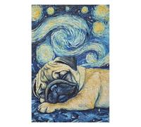 Teenagerss 75x50cm/1000pcs Jigsaw Puzzle Pug Puppy Sleeping Night Jigsaw Puzzle Hands-on Game Analysis And Logic Christmas Birthday Gifts 75x50cm/1000pcs