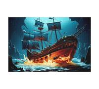 Teenagerss 75x50cm/1000pcs Jigsaw Puzzle Sunken Pirate Ship in Mysterious Cavern Jigsaws for Adults Family Games Birthday Present Fun at Home Activities, 75x50cm/1000pcs