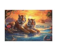 Teenagerss 75x50cm/1000pcs Jigsaw Puzzle Tiger Pair by The Water's Edge Jigsaws for Adults Relaxing Games Improve Memory Fun Activities at Home 75x50cm/1000pcs