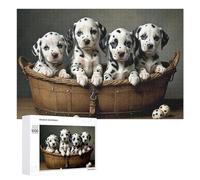 Teenagerss Puzzles 1000 PCS Jigsaws Adorable Dalmatian Puppies Basket Jigsaws for Adults Hands-on Game Analysis And Logic Unique Birthday And Gifts 1000 PCS