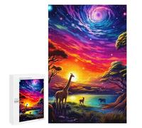 Teenagerss Puzzles 1000 PCS Jigsaws African Sunset Dreamscape Jigsaws for Adults Hands-on Game Analysis And Logic Unique Birthday And Gifts 1000 PCS