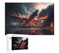 Teenagerss Puzzles 1000 PCS Jigsaws Airplane Crash Into Volcano Jigsaws for Adults Hands-on Game Analysis And Logic Unique Birthday And Gifts 1000 PCS