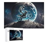 Teenagerss Puzzles 1000 PCS Jigsaws Astronaut on Motorcycle in Space Jigsaws for Adults Hands-on Game Analysis And Logic Unique Birthday And Gifts 1000 PCS