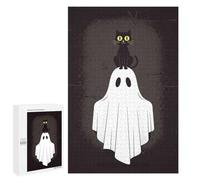 Teenagerss Puzzles 1000 PCS Jigsaws Black Cat on Ghost Halloween Illustration Adult Jigsaw Puzzle Family Game A Work of Art for Birthday, Chrismas 1000 PCS