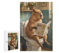 Teenagerss Puzzles 1000 PCS Jigsaws Capybara Reading Newspaper on Toilet Jigsaw Puzzle Hands-on Game Wall Art Deal As Gifts for The Whole Family 1000 PCS