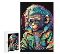 Teenagerss Puzzles 1000 PCS Jigsaws Chic Monkey in Colorful Jacket Jigsaws for Adults Hands-on Game Analysis And Logic Unique Birthday And Gifts 1000 PCS