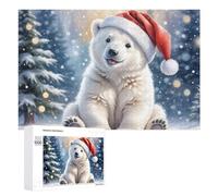 Teenagerss Puzzles 1000 PCS Jigsaws Christmas Polar Bear in Snow Jigsaws for Adults Hands-on Game Analysis And Logic Unique Birthday And Gifts 1000 PCS
