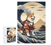 Teenagerss Puzzles 1000 PCS Jigsaws Corgi Wave Off Kanagawa Adult Jigsaw Puzzle Family Game A Work of Art for Birthday, Chrismas 1000 PCS