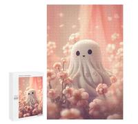 Teenagerss Puzzles 1000 PCS Jigsaws Cute Ghost in Flowers Jigsaw Puzzle Hands-on Game Wall Art Deal As Gifts for The Whole Family 1000 PCS