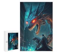 Teenagerss Puzzles 1000 PCS Jigsaws Dragon Confrontation in Cityscape Jigsaws for Adults Hands-on Game Analysis And Logic Unique Birthday And Gifts 1000 PCS