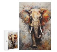 Teenagerss Puzzles 1000 PCS Jigsaws Elephant Walking in Paint Adult Puzzles Anti-Stress Toys Difficult Challenge Unique Birthday And Gifts 1000 PCS