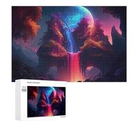 Teenagerss Puzzles 1000 PCS Jigsaws Enchanted Forest with Rainbow Waterfall Jigsaws for Adults Hands-on Game Analysis And Logic Unique Birthday And Gifts 1000 PCS