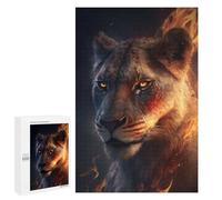 Teenagerss Puzzles 1000 PCS Jigsaws Fire Lioness Puzzle for Adults Brain Teaser Game Presents for Women for Birthday, Chrismas 1000 PCS