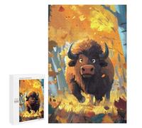 Teenagerss Puzzles 1000 PCS Jigsaws Forest Bison Illustration Adult Jigsaw Puzzle Family Game A Work of Art for Birthday, Chrismas 1000 PCS
