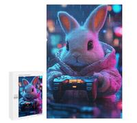 Teenagerss Puzzles 1000 PCS Jigsaws Gaming Bunny in Cityscape Jigsaw Puzzle Hands-on Game Wall Art Deal As Gifts for The Whole Family 1000 PCS