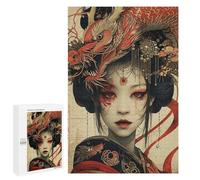 Teenagerss Puzzles 1000 PCS Jigsaws Geisha Dragon Warrior Puzzle for Adults Brain Teaser Game Presents for Women for Birthday, Chrismas 1000 PCS
