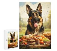 Teenagerss Puzzles 1000 PCS Jigsaws German Shepherd with Outdoor Feast Jigsaws for Adults Hands-on Game Analysis And Logic Unique Birthday And Gifts 1000 PCS