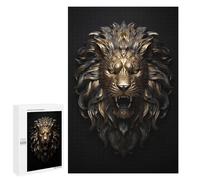 Teenagerss Puzzles 1000 PCS Jigsaws Gold Bronze Lion Emblem Puzzle for Adults Brain Teaser Game Presents for Women for Birthday, Chrismas 1000 PCS