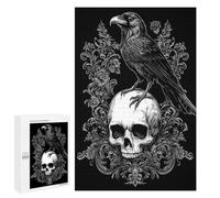 Teenagerss Puzzles 1000 PCS Jigsaws Gothic Raven on Skull Puzzle for Adults Brain Teaser Game Presents for Women for Birthday, Chrismas 1000 PCS