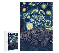 Teenagerss Puzzles 1000 PCS Jigsaws Leopard Sleeping Under Starry Night Sky Adult Jigsaw Puzzle Family Game A Work of Art for Birthday, Chrismas 1000 PCS
