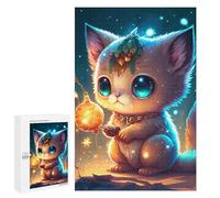 Teenagerss Puzzles 1000 PCS Jigsaws Magical Christmas Kitten Jigsaw Puzzle Hands-on Game Wall Art Deal As Gifts for The Whole Family 1000 PCS