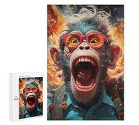 Teenagerss Puzzles 1000 PCS Jigsaws Monkey with Glasses Exploding in Color Jigsaws for Adults Hands-on Game Analysis And Logic Unique Birthday And Gifts 1000 PCS